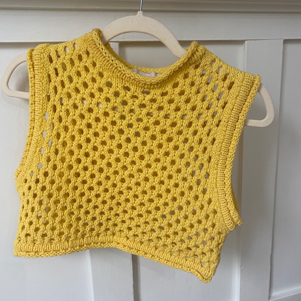 Yellow Crochet Crop Tank Top